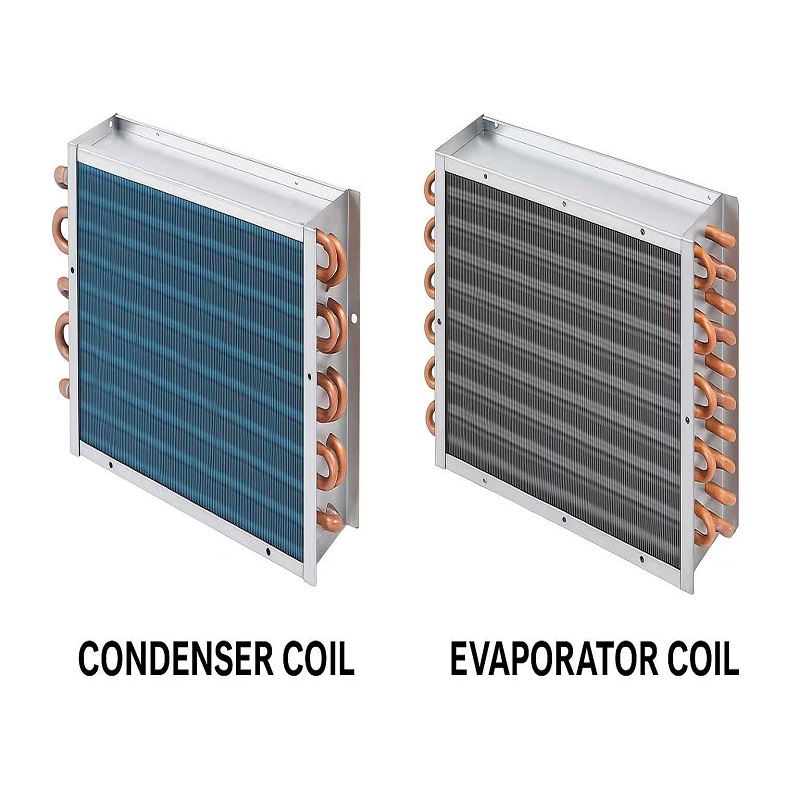 Copper tube aluminum fin condenser coils and evaporator coils for HVAC and refrigeration