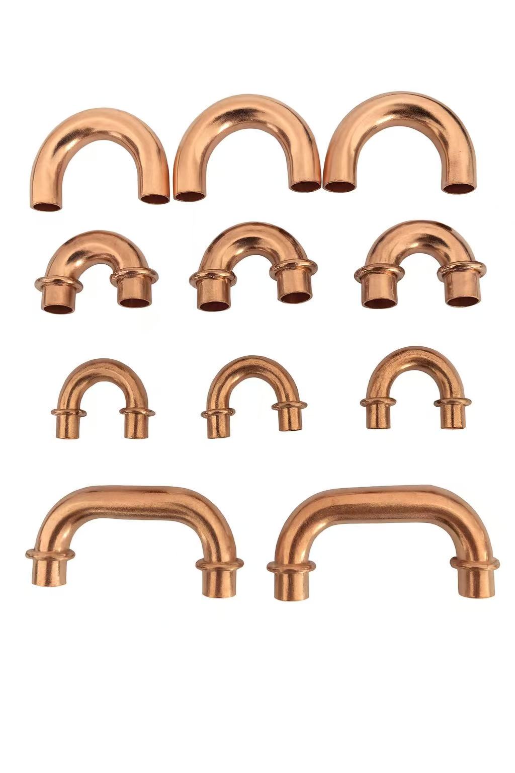 Copper U-bend fittings (return bends) for HVAC heat exchangers