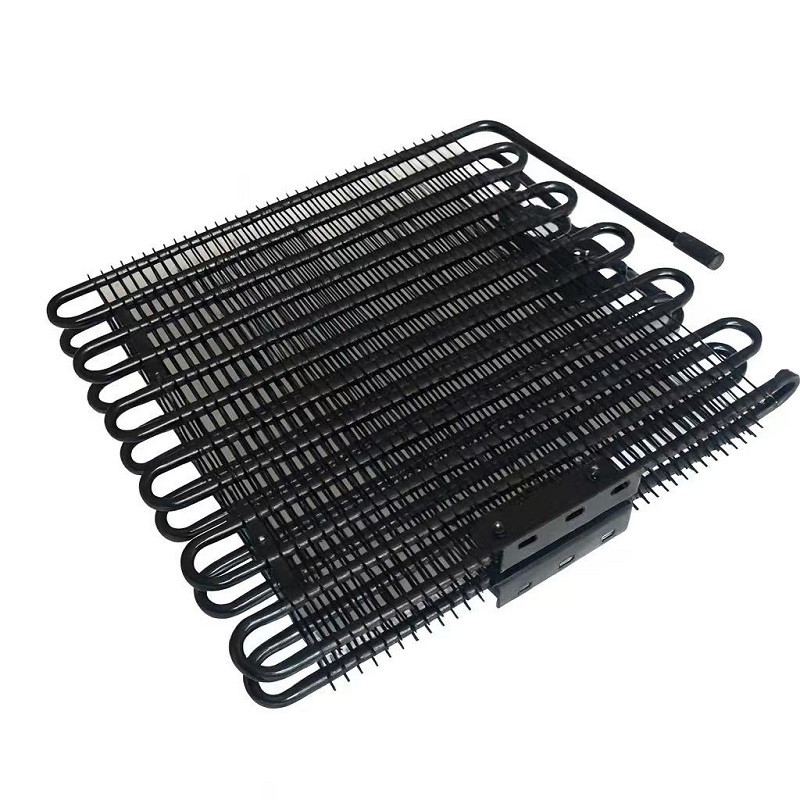 Wire-on-tube condensers with welded steel wires for refrigerators and freezers