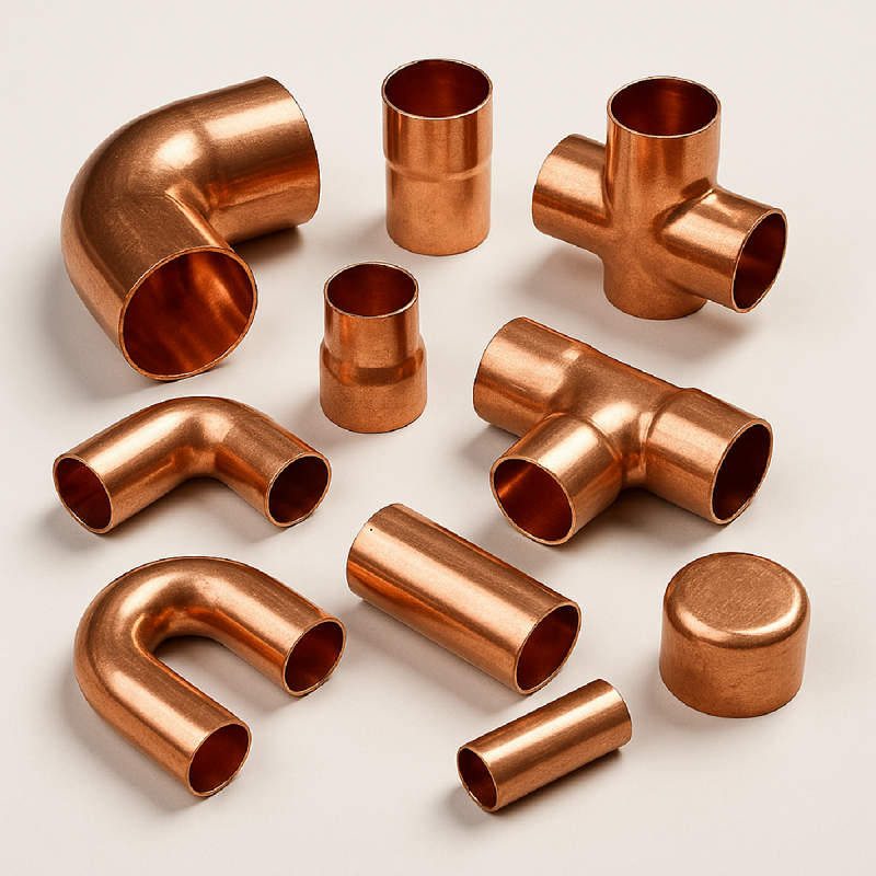 Copper fittings for HVAC/R systems including elbows, tees and couplings
