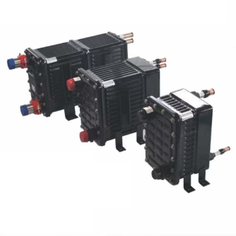 Plastic-steel composite shell coil heat exchanger for R410A heat pump with copper TP2 or titanium TA1 inner tube