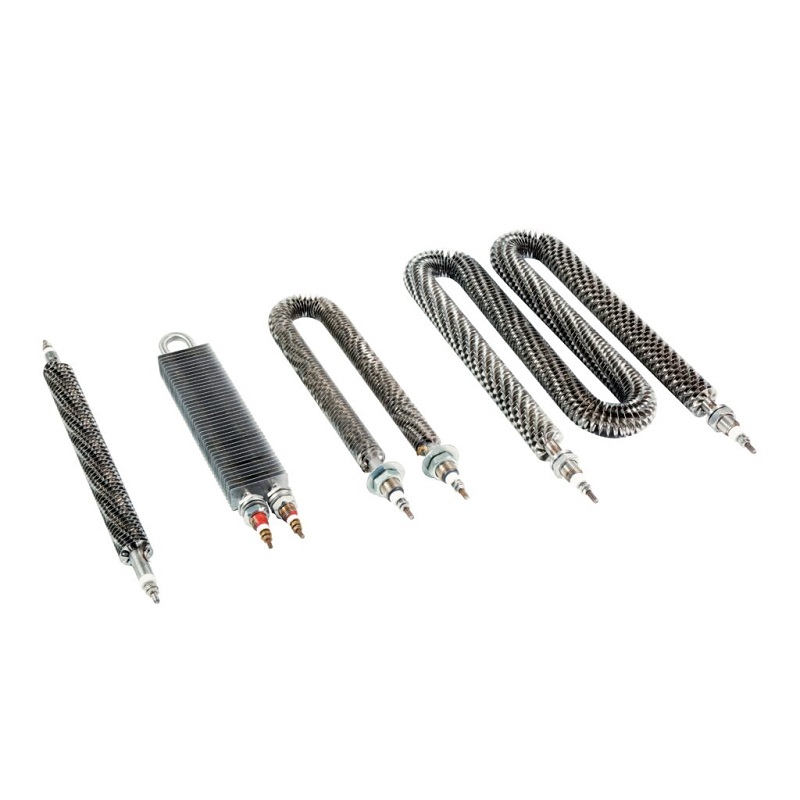 Industrial finned tubular air heater element for HVAC duct heating