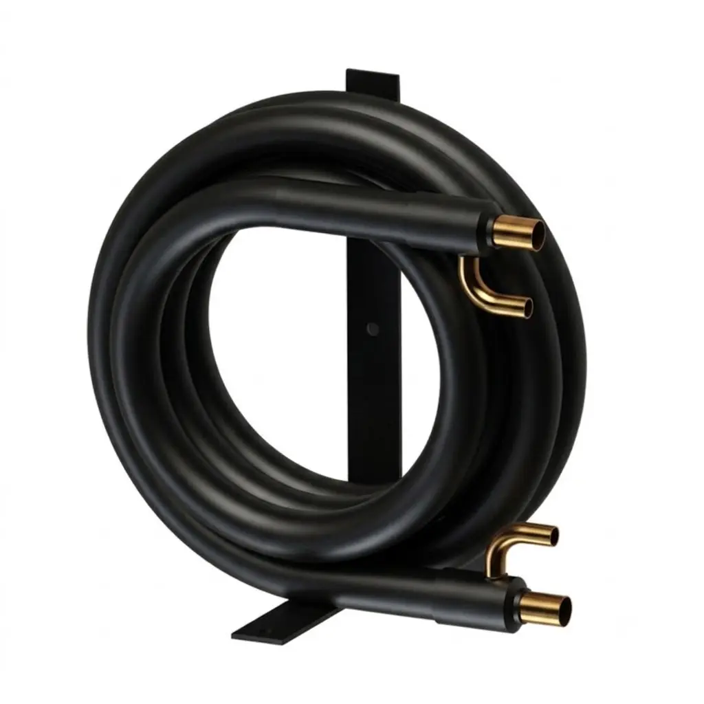 Compact copper spiral tube coil heat exchanger for geothermal ground source heat pump systems